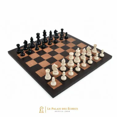 Juego de ajedrez Staunton completo sobre tablero de cuero italiano auténtico