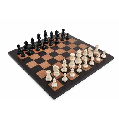 Juego de ajedrez Staunton completo sobre tablero de cuero italiano auténtico