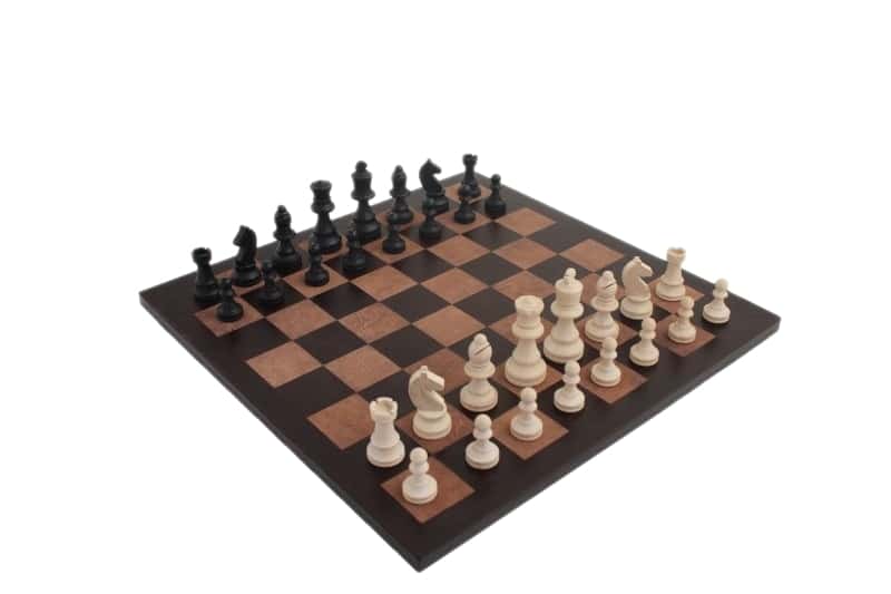 Juego de Ajedrez Staunton de Madera y Tablero de Ajedrez de Cuero Verdadero Italiano con Caja de Almacenamiento