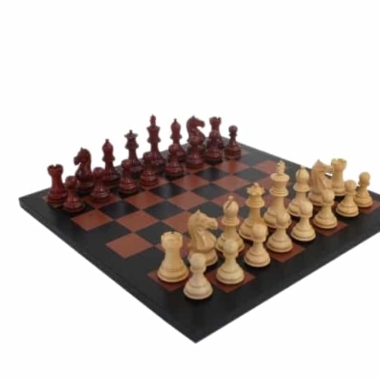 Juego de Ajedrez Staunton en Madera de Rosa & Tablero de Ajedrez en Cuero Verdadero