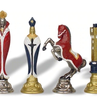 Alternative view of Juego de Ajedrez Renacimiento Artesanal y Tablero en Similcuero Oro/ Burdeos