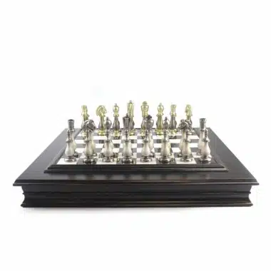 Juego de ajedrez blanco y negro Staunton - Tablero de ajedrez de mármol y madera con almacenamiento y juego de ajedrez de madera y metal - Imagen 7