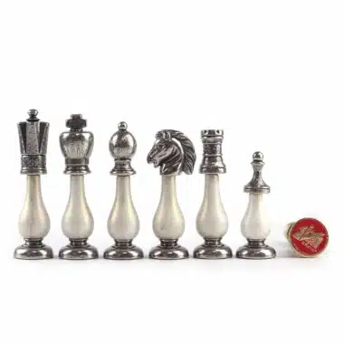 Juego de ajedrez blanco y negro Staunton - Tablero de ajedrez de mármol y madera con almacenamiento y juego de ajedrez de madera y metal - Imagen 10