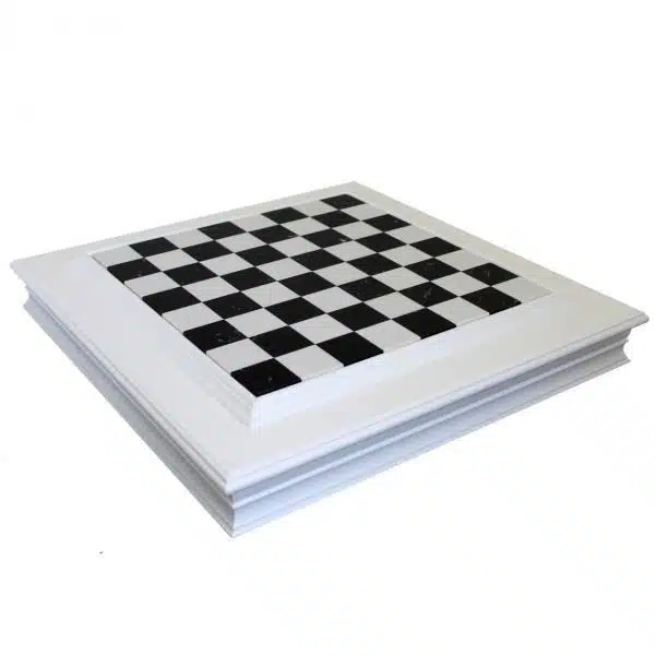 Gran Juego de Ajedrez de Madera y Metal Negro y Blanco & Tablero de Ajedrez de Mármol y Madera Lacada con Almacenamiento - Imagen 4