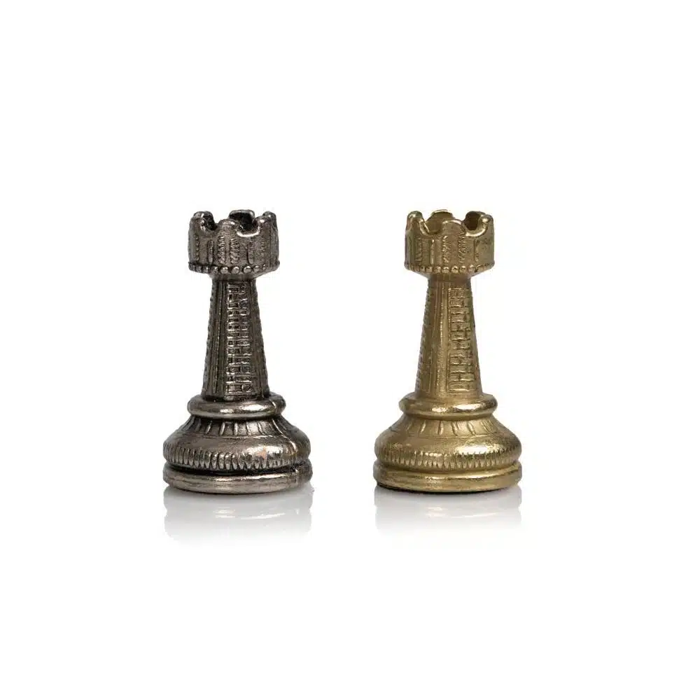 Juego de ajedrez de flores - Tablero de ajedrez de madera de brezo y olmo y piezas de ajedrez de metal - Imagen 6
