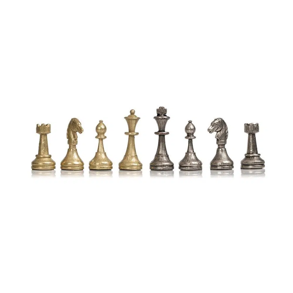Juego de ajedrez de flores - Tablero de ajedrez de madera de brezo y olmo y piezas de ajedrez de metal - Imagen 4