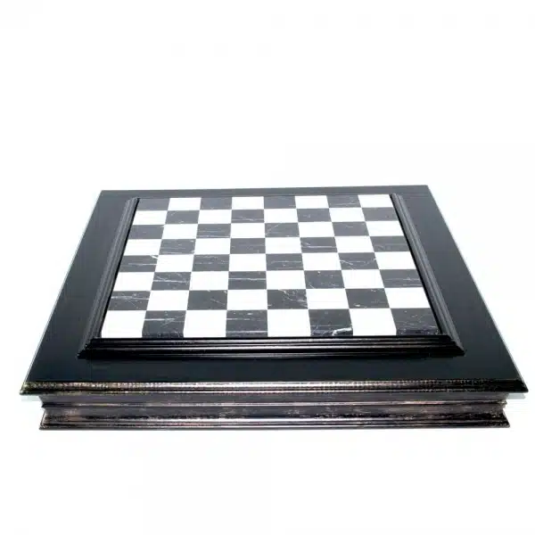 Juego de ajedrez blanco y negro Staunton - Tablero de ajedrez de mármol y madera con almacenamiento y juego de ajedrez de madera y metal - Imagen 13