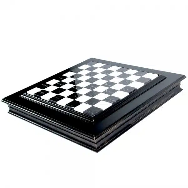 Juego de ajedrez blanco y negro Staunton - Tablero de ajedrez de mármol y madera con almacenamiento y juego de ajedrez de madera y metal - Imagen 12