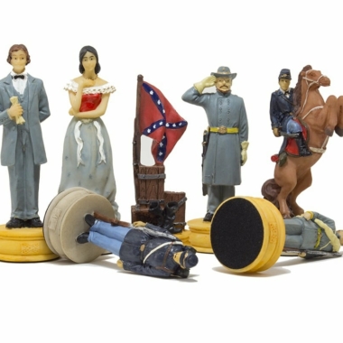 Alternative view of Juego de Ajedrez Guerra Civil Americana en Resina & Tablero de Ajedrez en Similcuero con Compartimento de Almacenamiento