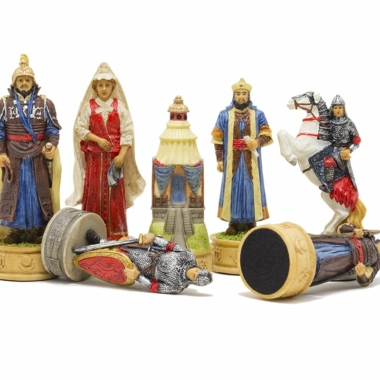 Alternative view of Juego de Ajedrez Invasión Mongola de la Rus' de Kiev en Resina & Tablero de Ajedrez en Similicuir con Compartimento de Almacenamiento