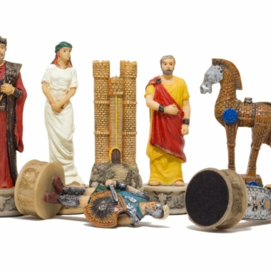 Alternative view of Juego de Ajedrez Batalla de Troya en Resina & Tablero de Ajedrez en Similcuero con Compartimento de Almacenamiento