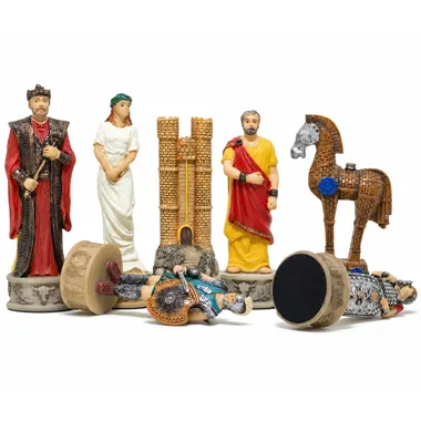 Piezas Batalla de Troya: rey, dama, torre, alfil y caballo de Troya