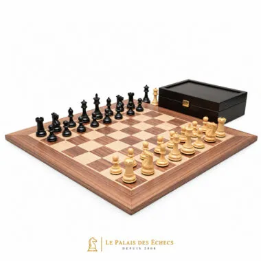 Juego de ajedrez Highclere completo con tablero de nogal y arce y caja