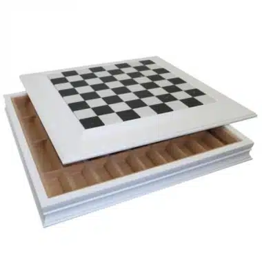 Alternative view of Gran Juego de Ajedrez de Madera y Metal Negro y Blanco & Tablero de Ajedrez de Mármol y Madera Lacada con Almacenamiento