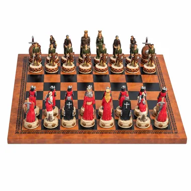 Juego de ajedrez Guerra de Independencia de Escocia, piezas de resina y tablero de polipiel