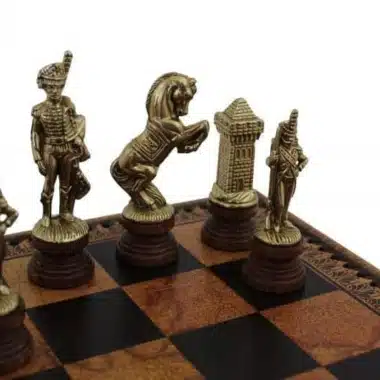 Juego de ajedrez Napoleón - Juego de ajedrez, damas y backgammon de cuero con compartimento de almacenamiento y juego de ajedrez de metal y madera - Imagen 3