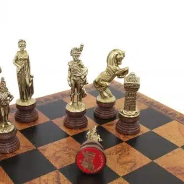 Alternative view of Juego de Ajedrez Napoleón en Madera y Metal y Tablero de Ajedrez en Similcuero Mapa del Antiguo Mundo