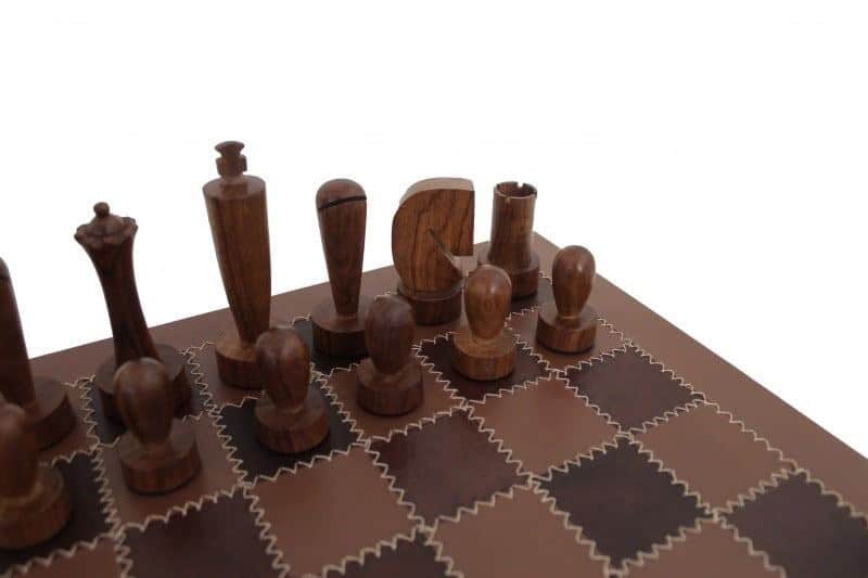 Juego de Ajedrez Contemporáneo en Madera de Acacia & Tablero de Ajedrez en Cuero Verdadero - Imagen 2