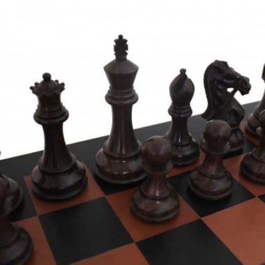 Alternative view of Juego de Ajedrez Staunton Tallado en Madera de Palisandro y Tablero de Cuero Verdadero