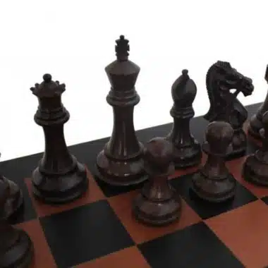 Alternative view of Juego de Ajedrez Staunton Tallado en Madera de Palisandro y Tablero de Cuero Verdadero