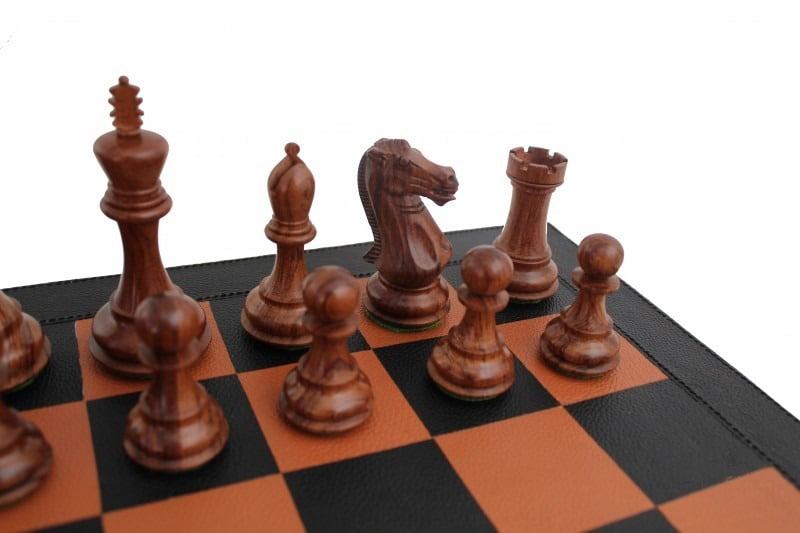 Juego de Ajedrez de Madera de Rosa & Tablero de Ajedrez de Cuero Verdadero con Cajón de Almacenamiento - Imagen 2