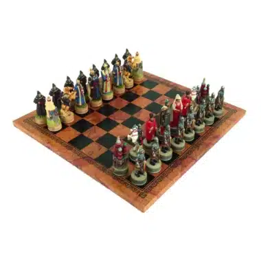 Juego de Ajedrez Dominación Mongola sobre Rusia en Resina y Tablero en Similcuero
