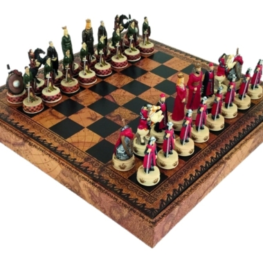 Juego de Ajedrez Guerras de Independencia de Escocia & Tablero en Piel Sintética con Compartimento de Almacenamiento