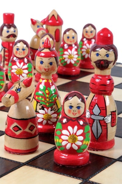 Juego de Ajedrez de Madera para Niños Muñecas Babushka Rusas Azul - Imagen 6