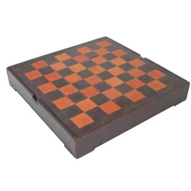 Juego de Ajedrez de Madera de Acacia y Tablero de Cuero Verdadero con Almacenamiento - Imagen 3