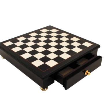 Alternative view of Piezas de Ajedrez Staunton en Chapado de Oro y Plata y Tablero de Ajedrez en Madera de Brezo Negro y Blanco con Cajón de Almacenamiento