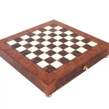 Tablero de Ajedrez en Madera de Brezo con Cajón de Almacenamiento