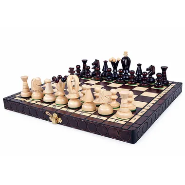 Juego de ajedrez completo plegable de madera con piezas oscuras y claras