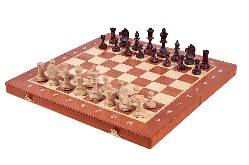 Tablero de Ajedrez Plegable y Juego de Ajedrez de Madera Tamaño 4 con Almacenamiento