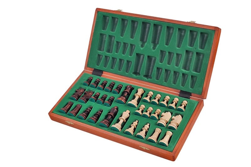 Tablero de Ajedrez Plegable y Juego de Ajedrez de Madera Tamaño 4 con Almacenamiento - Imagen 2