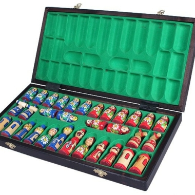 Alternative view of Juego de Ajedrez de Madera para Niños Muñecas Babushka Rusas Azul