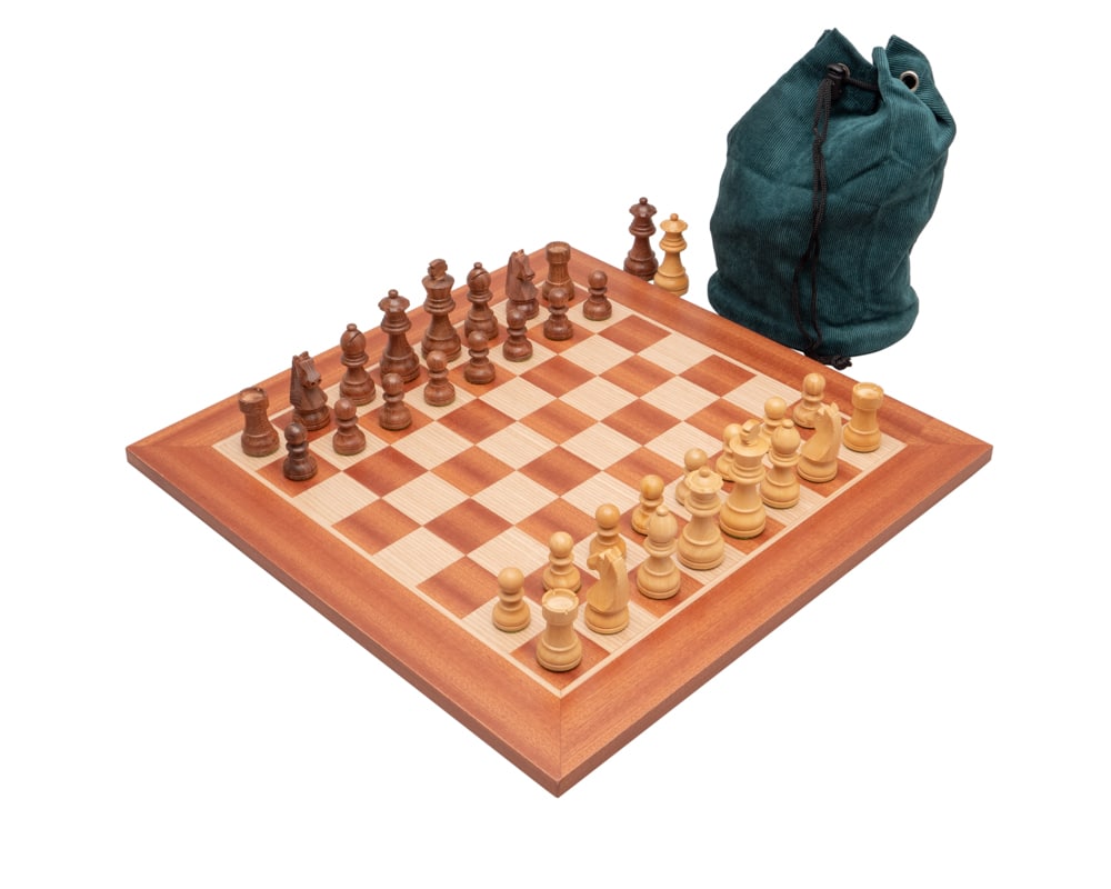 Juego de Ajedrez de Madera de Rosa y Bujes y Tablero de Madera de Caoba y Abeto con Almacenamiento