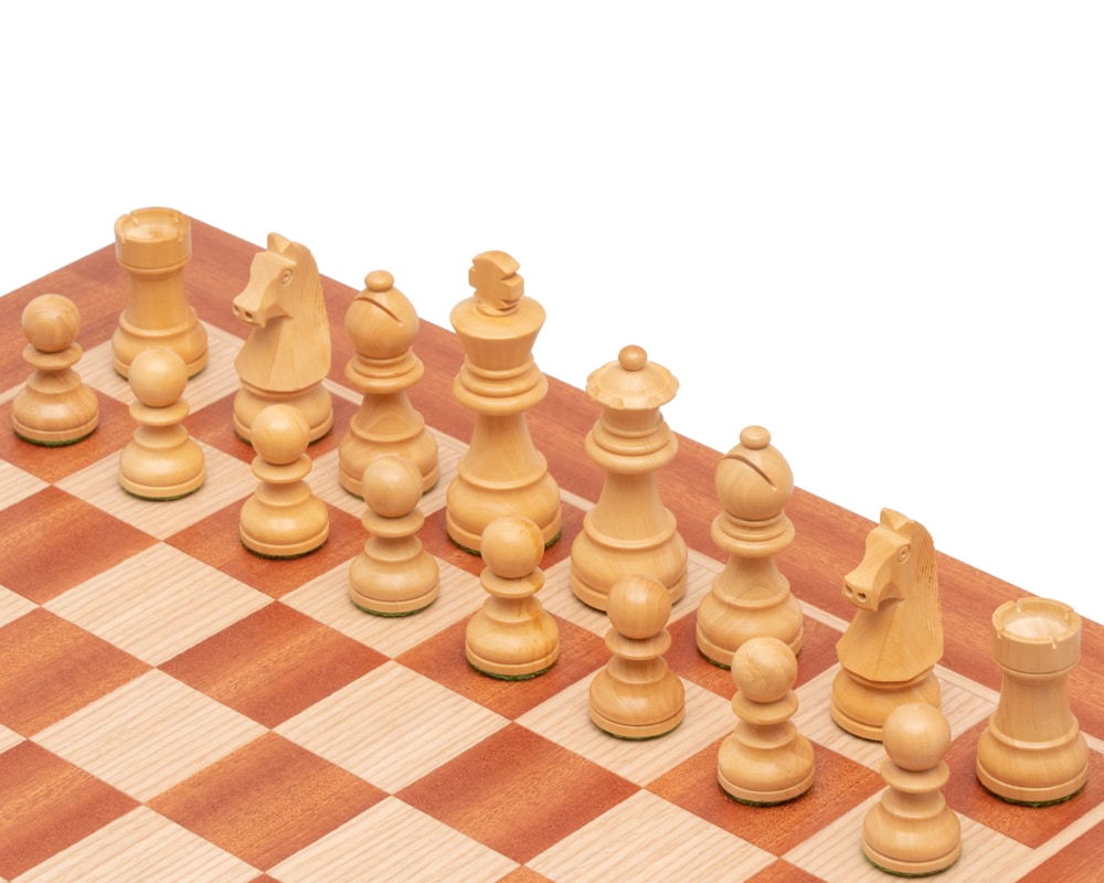 Juego de Ajedrez de Madera de Rosa y Bujes y Tablero de Madera de Caoba y Abeto con Almacenamiento - Imagen 3