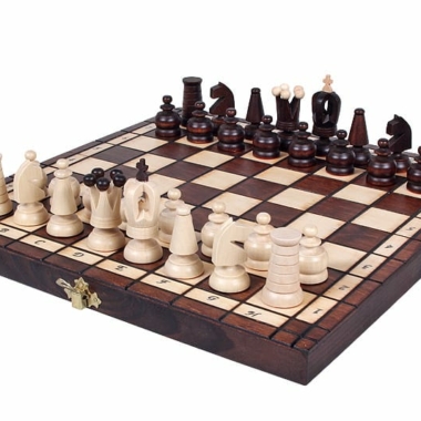 Juego de Ajedrez de Madera Ornado Plegable - 31x31 cm