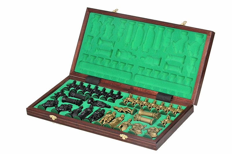 Tablero de Ajedrez Plegable de Madera y Piezas de Ajedrez Espartanas con Almacenamiento - Imagen 2