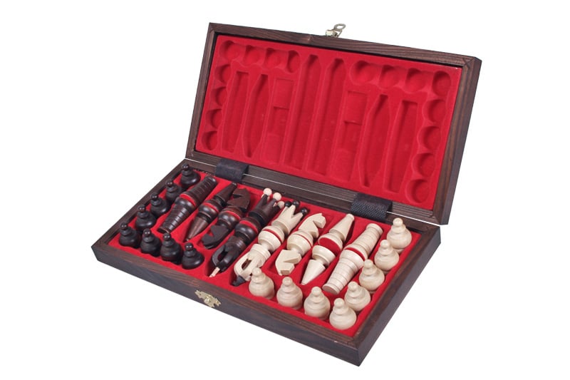 Juego de Ajedrez de Madera Ornado Plegable - 31x31 cm - Imagen 2