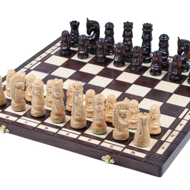 Juego de Ajedrez Esculpido en Madera y Tablero de Ajedrez Plegable con Almacenamiento
