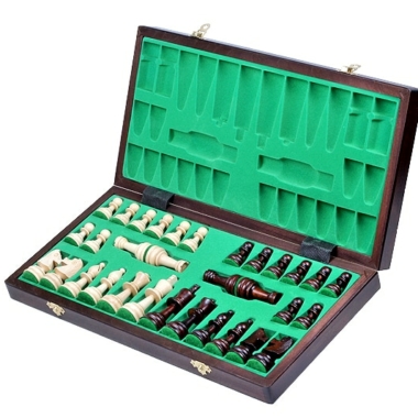 Alternative view of Tablero de Ajedrez Plegable de Madera Alfanumérica con Almacenamiento y Piezas de Ajedrez de Madera