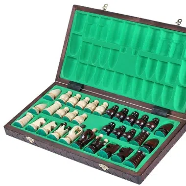 Alternative view of Juego de Ajedrez de Madera y Tablero Plegable con Marcadores Alfanuméricos de Madera