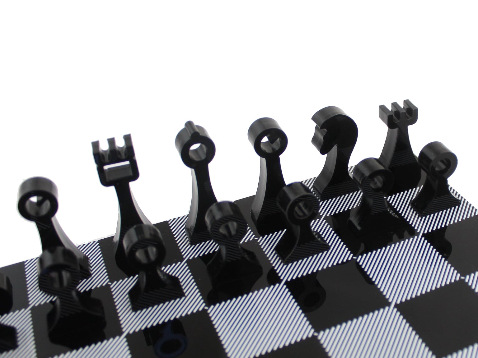 Juego de Ajedrez Diseño Negro y Transparente en Plexiglás con Almacenamiento - Imagen 4