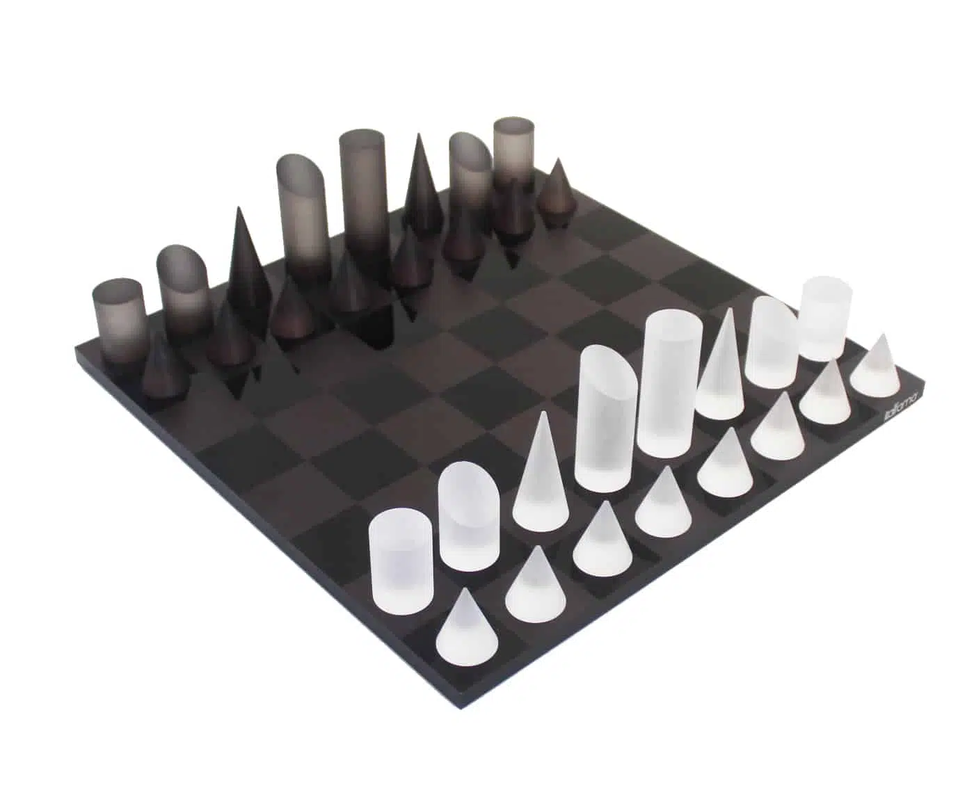 Juego de Ajedrez Cónico Moderno Gris y Blanco en Plexiglás con Caja de Almacenamiento