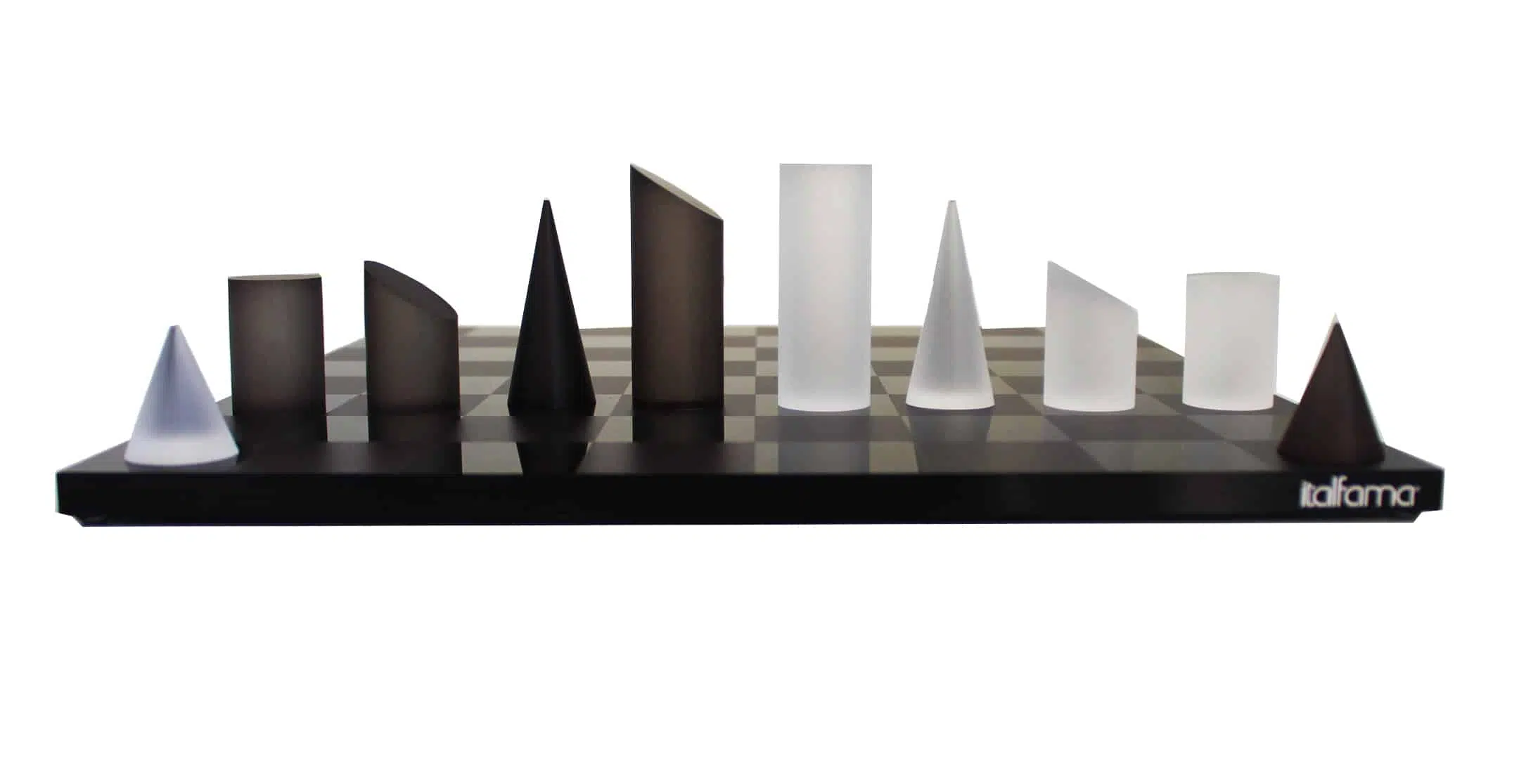 Juego de Ajedrez Cónico Moderno Gris y Blanco en Plexiglás con Caja de Almacenamiento - Imagen 3