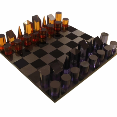 Juego de Ajedrez Cilíndrico y Tablero de Ajedrez en Plexiglás con Almacenamiento