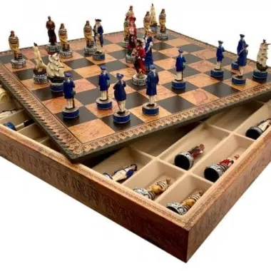 Figuras de Ajedrez Piratas y Tablero de Ajedrez de Cuero Sintético con Almacenamiento
