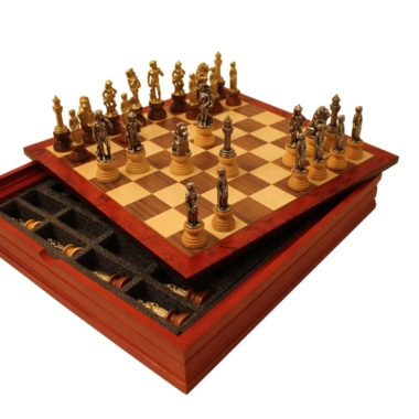 Juego de Ajedrez Florencia y Tablero de Madera de Nogal y Arce con Almacenamiento