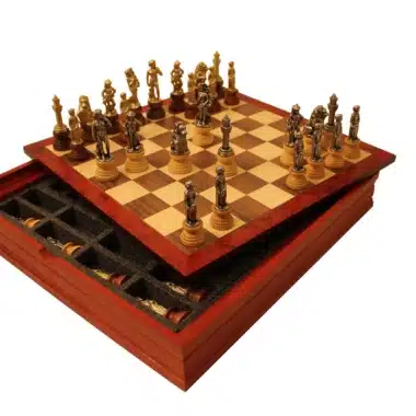 Juego de Ajedrez Florencia y Tablero de Madera de Nogal y Arce con Almacenamiento